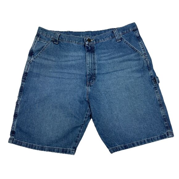 Wrangler Shorts Men 38 Carpenter Blue Denim Painter Utility Casual Mexico Jorts - Picture 1 of 11